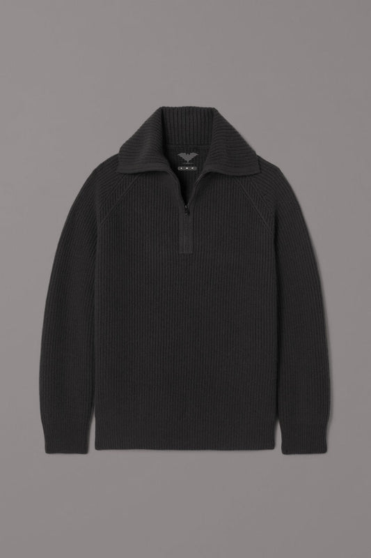 Men’s Dark Gray Ribbed Half-Zip Sweater – Classic Knitwear for Everyday Style”From Cmk Originals